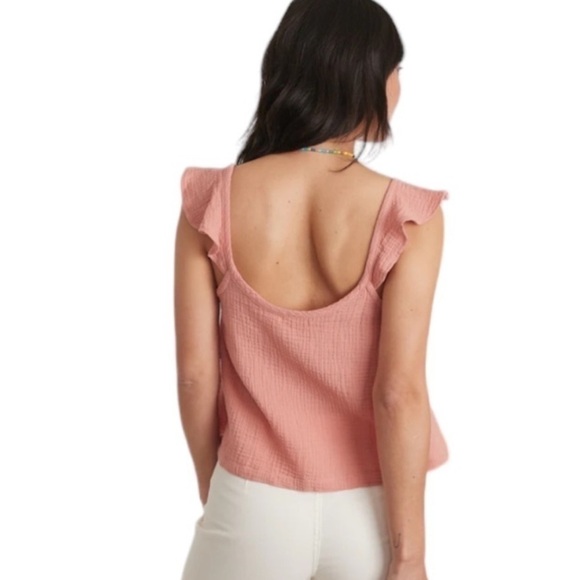 Marine Layer Jude Flutter Sleeve Tank Rosette Pink size XL new - Picture 3 of 6